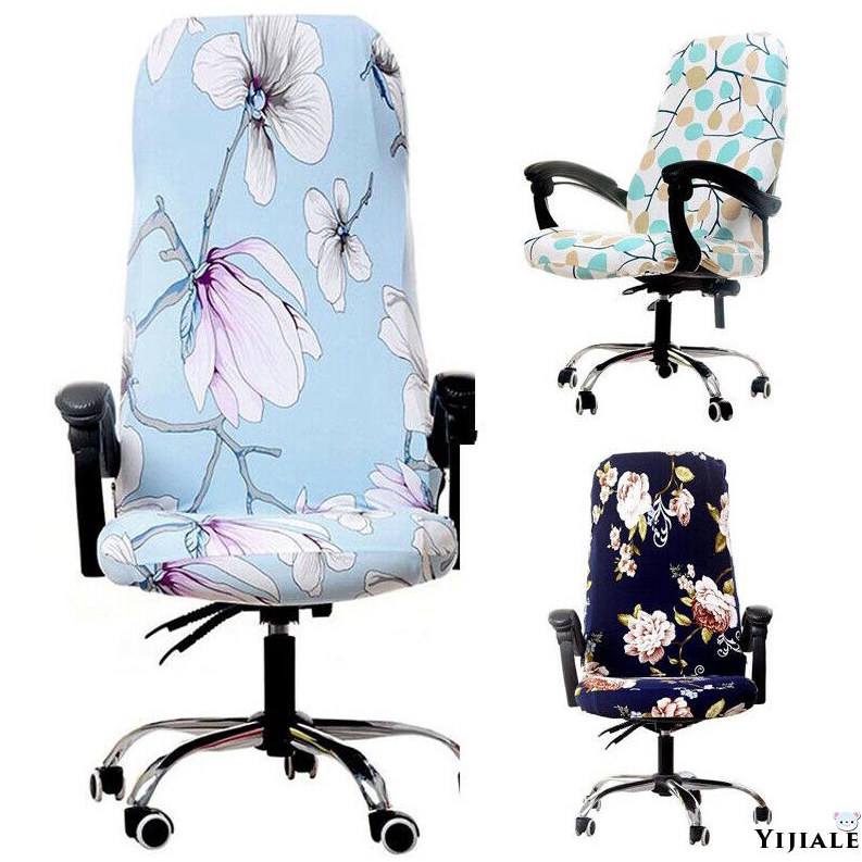 YJ★Rotating Office Computer Chair Cover Spandex Covers for Chairs Lycra ...