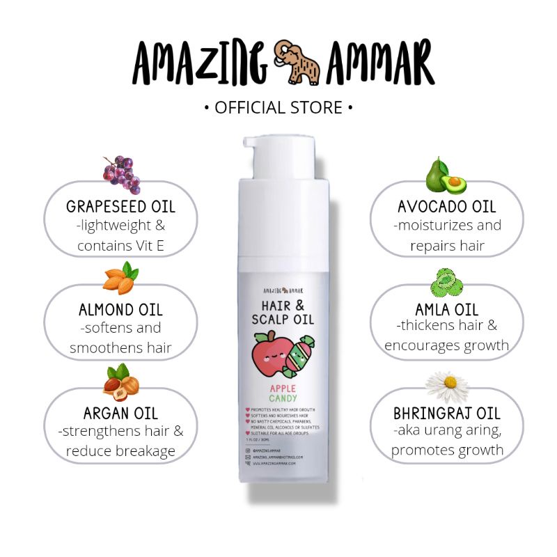 [AMAZING AMMAR] Hair & Scalp Oil (suitable for baby and kids) Shopee