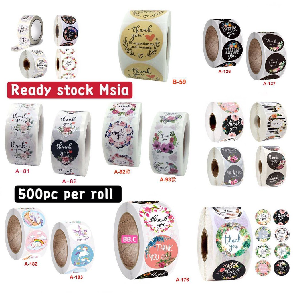 500 PCS/Roll 2.5cm Thank You Stickers, Homemade Stickers, Birthday