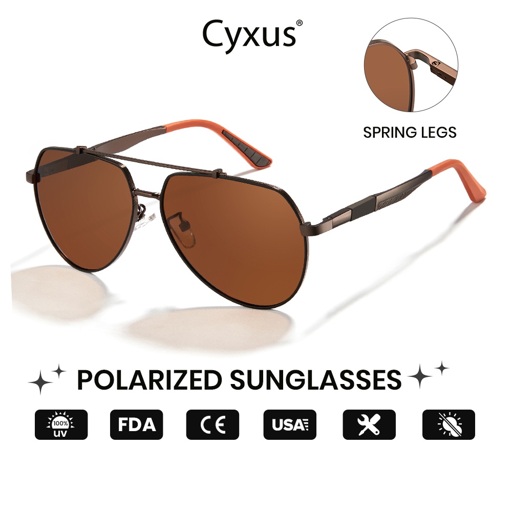 Cyxus Polarized Sunglasses For Men Women Anti Glare Shades Glasses With Uv400 Protection Metal 