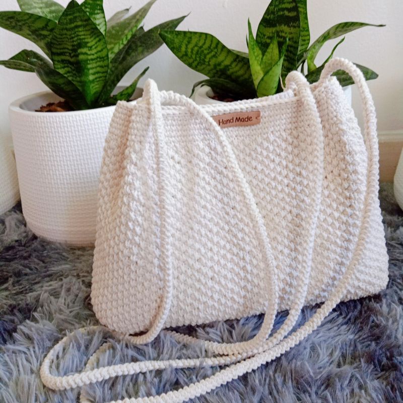 Ivory Bleached Rope Braided Bag Crossbody | Shopee Singapore