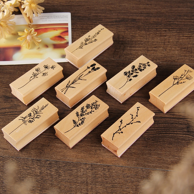 Vintage Plant Tree Wooden Rubber Stamps Set Diy Rubber Stamp For Card ...