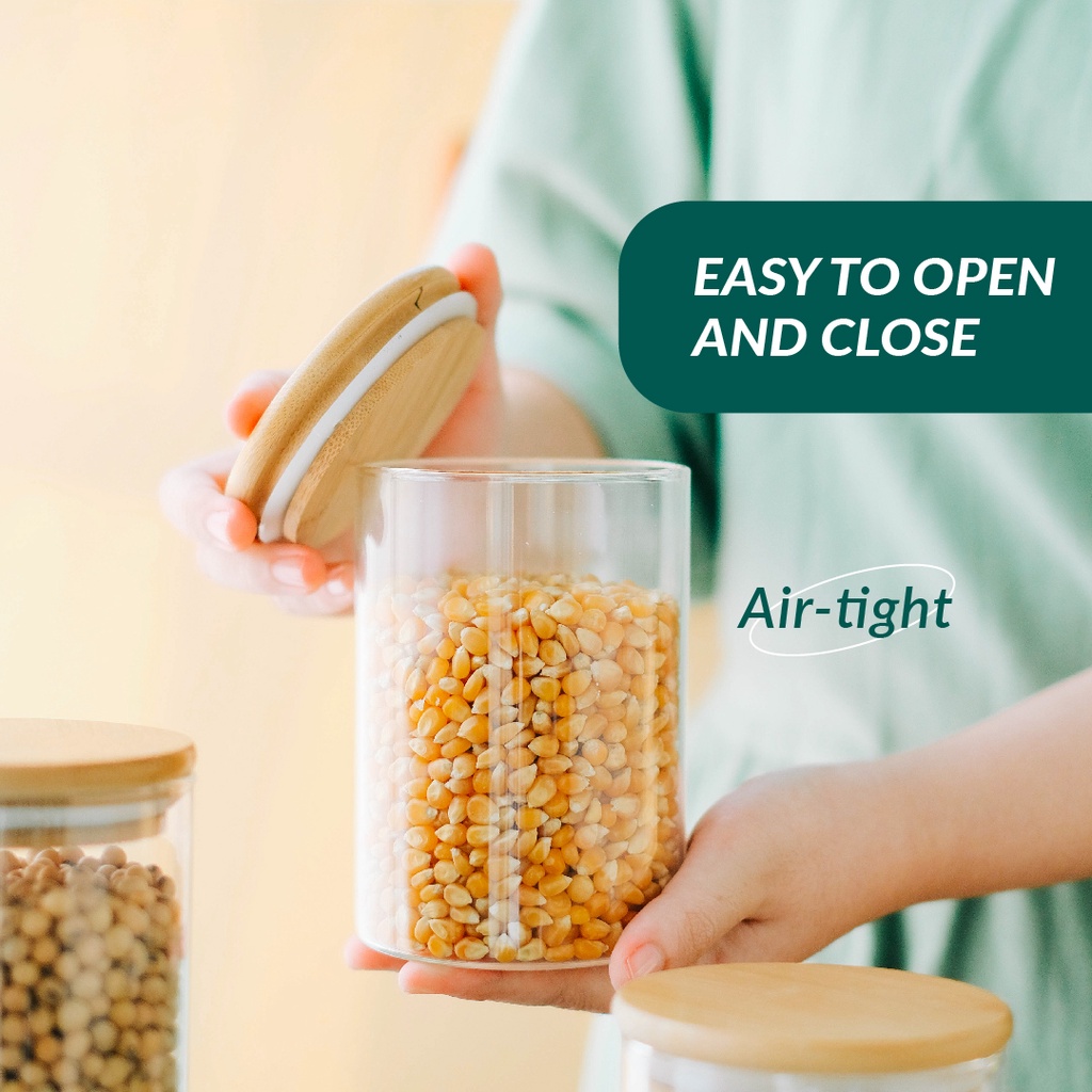 Toples Kaca Bulat Storage Jar Borosilicate Kedap Udara ( dia 8.5 cm ) - Gambar 3
