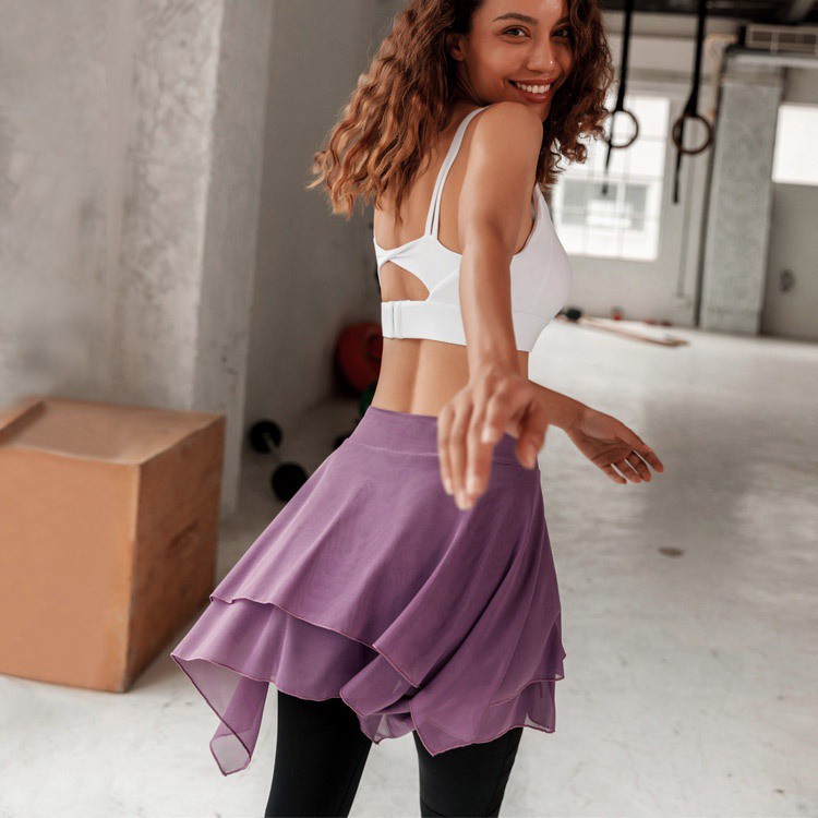 Irregular Yoga Shawl Skirt Running Ballet Dancing Tennis Fitness Anti-Embarrassing Half-Length Apron