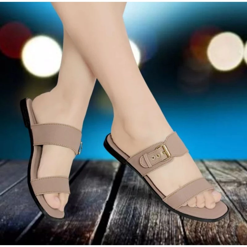 sandal wanita motip B2 gesper / sandal flat terbaru / sandal wanita terkini - Gambar 2
