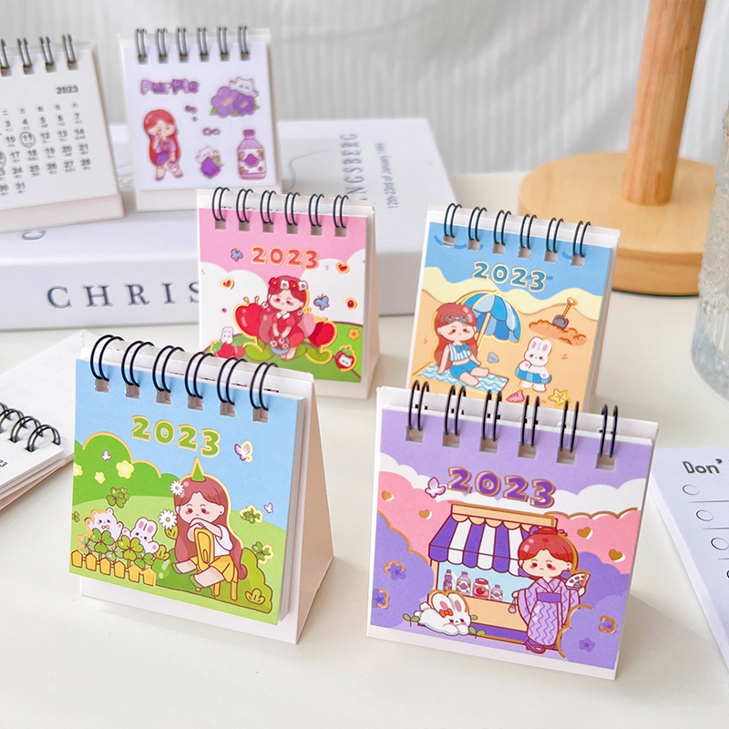 2023 Mini Cartoon Desk Calendar Student Simple Desktop Planner Book