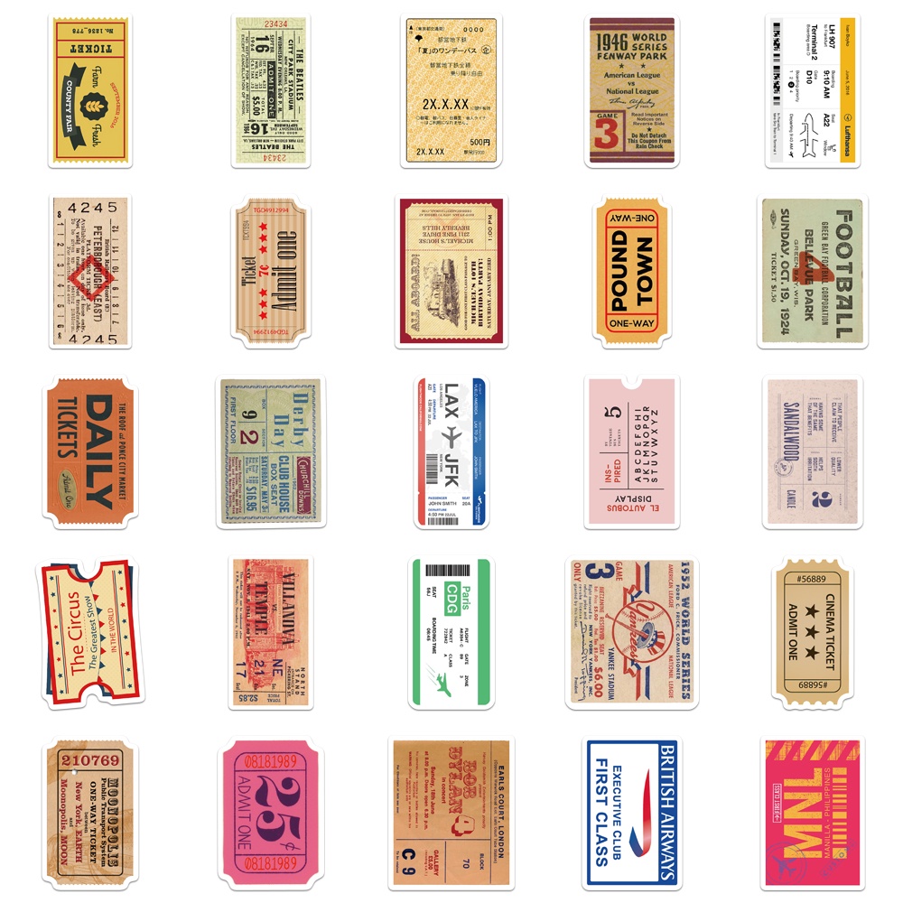 Old Ticket Stubs Retro Stickers Luggage Decoration Graffiti Sticker ...