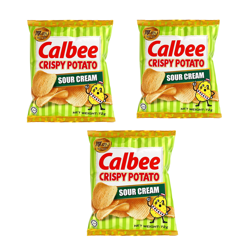 [Bundle of 3] Calbee Crispy Potato Chips (Sour Cream), 72g [Japanese] (Halal) Shopee Singapore
