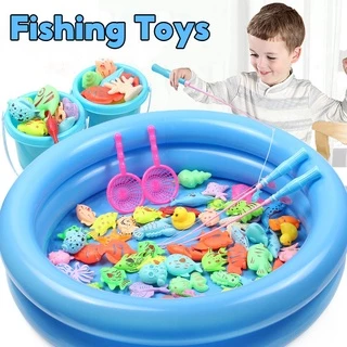 7pcs Set Magnetic Fishing Toys Child Kids 3D Fish Baby Bath Toy