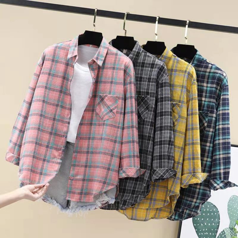 Check shirt outlet blouse