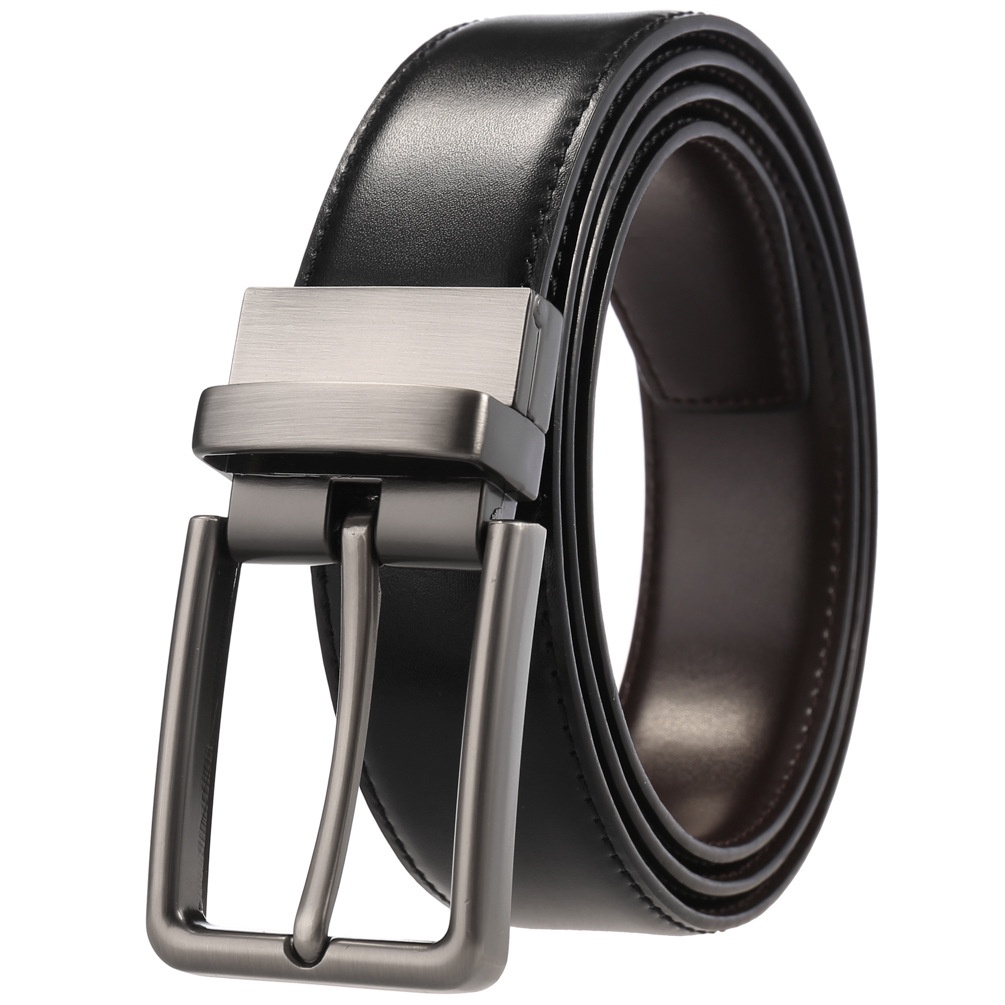 Men Reversible Genuine Leather Casual Belts with Rotated Prong Classic ...