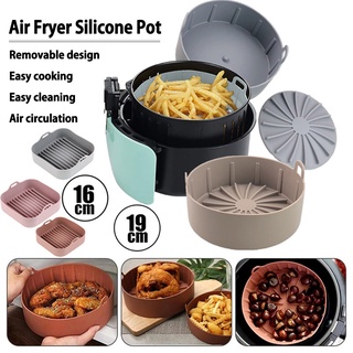 LOTTELI KITCHEN Silicone Air Fryer Pot with Handles - Reusable Dual Basket  Accessories, Heat Resistant Easy to Clean Air Fryer Accessories, Replace