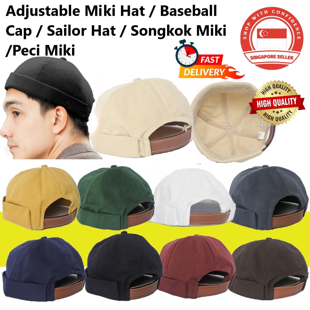 SINGAPORE SELLER Adjustable Miki Hat Docker Caps Skull cap Sailor Hat Baseball Cap Songkok Miki Peci Miki Shopee Singapore