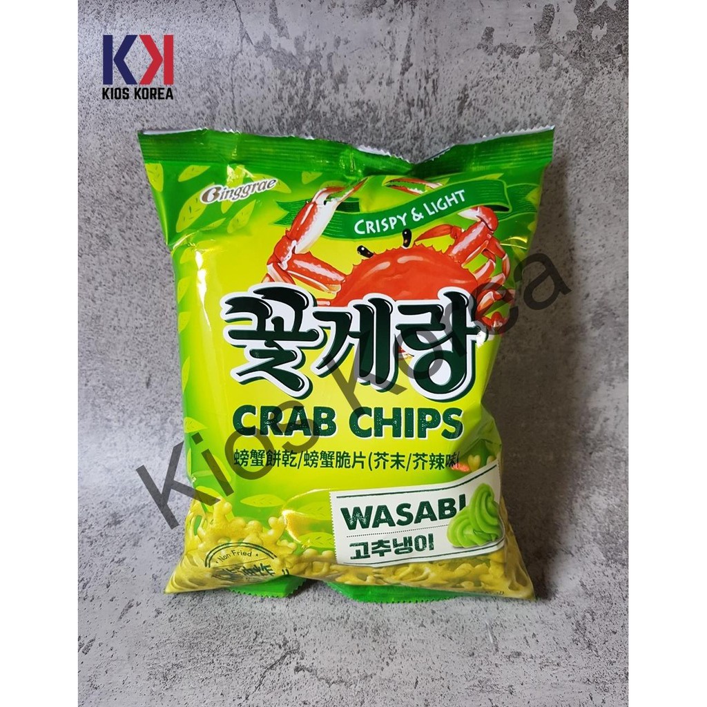 Binggrae Crab Chips Wasabi Crispy & Light 70gr Korean Snack Korean