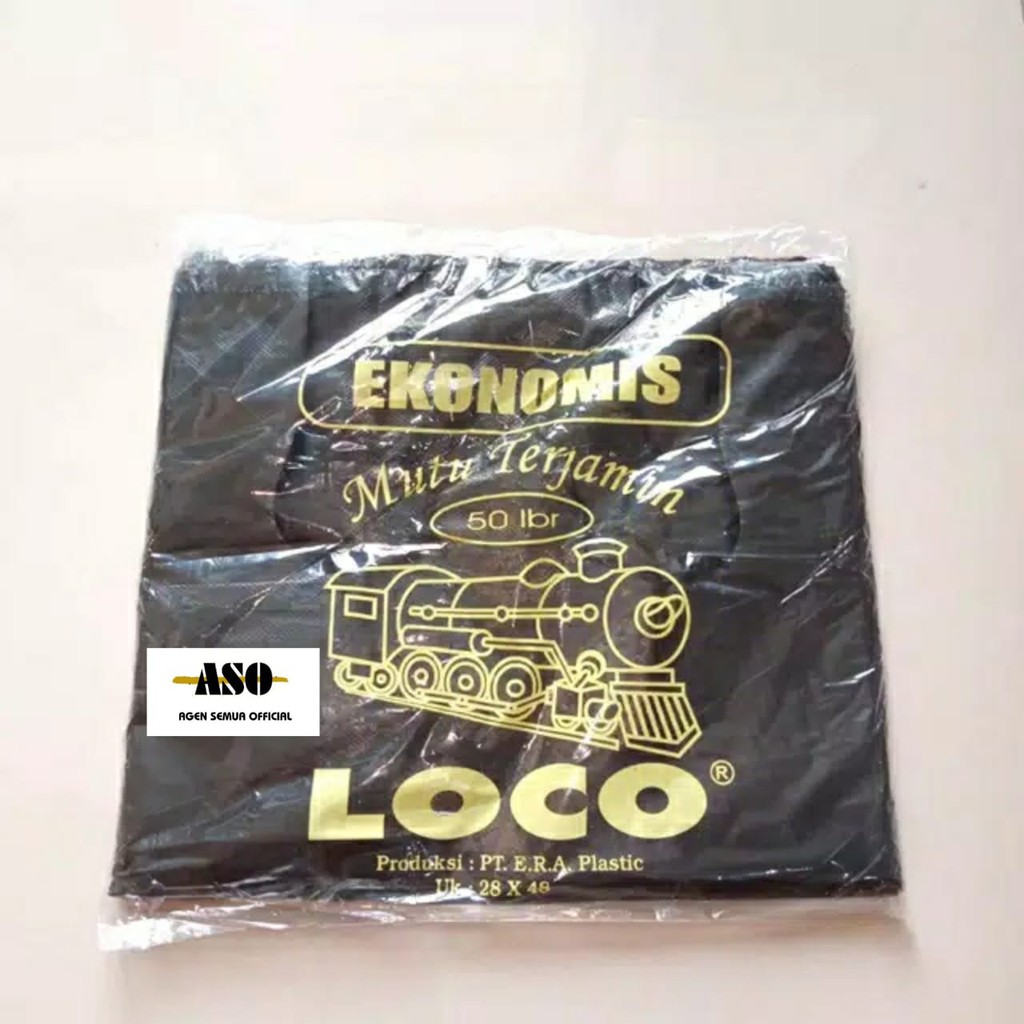 kantong plastik kresek LOCO ekonomis hitam uk 28 x 48 isi 50 pc