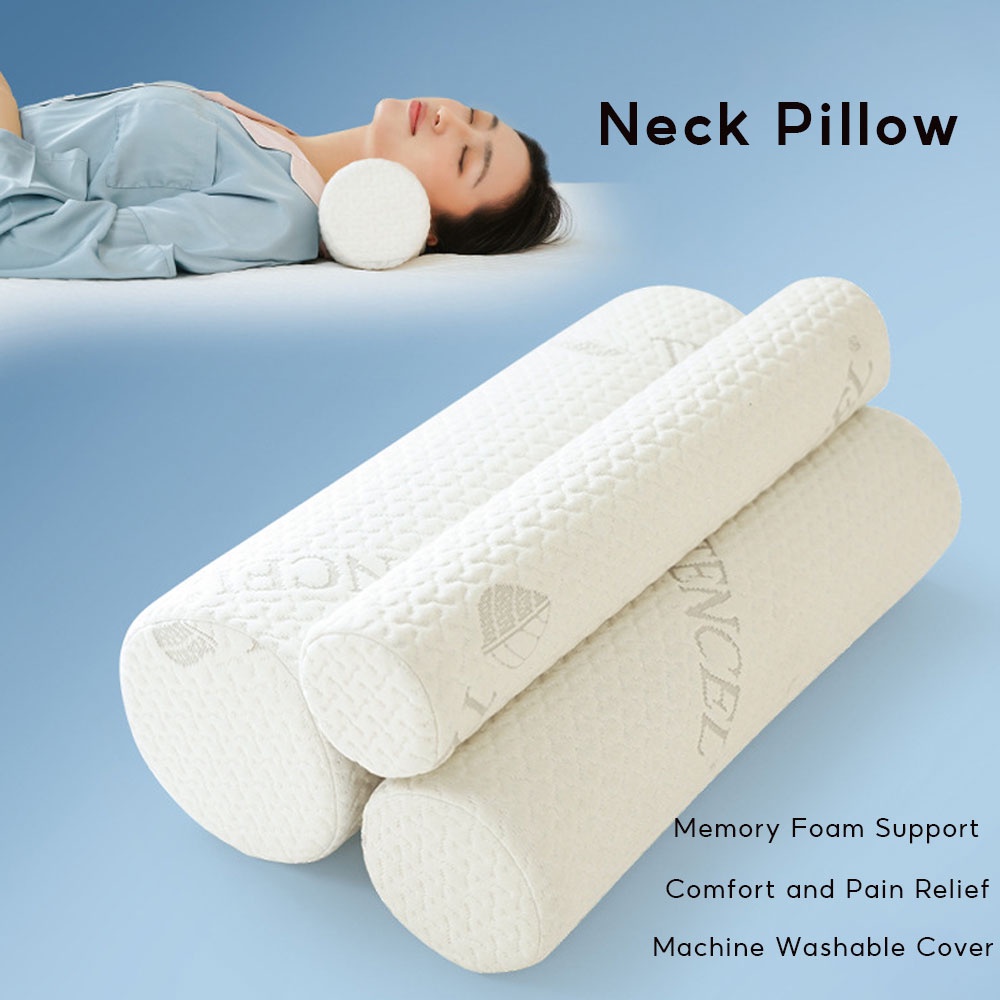 Cervical Neck Roll Pillow Washable Cover Memory Foam Cylinder Pillows for  Spine Discomfort Yoga Bed Bolster Pillow