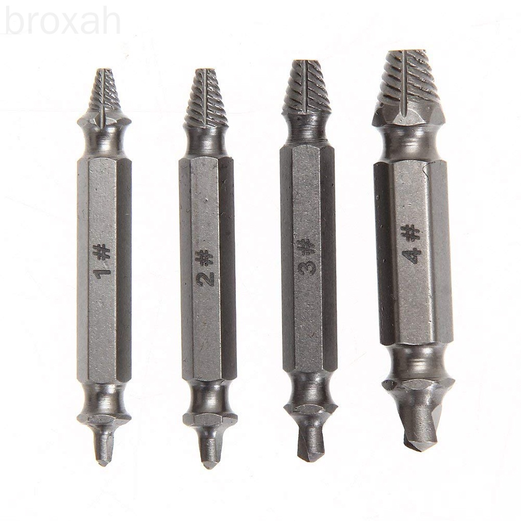 4PCS Carbon Steel Double Side Damaged Screw Extractor High Speed Steel Out Remover Bolt Tool Storage Box broxah