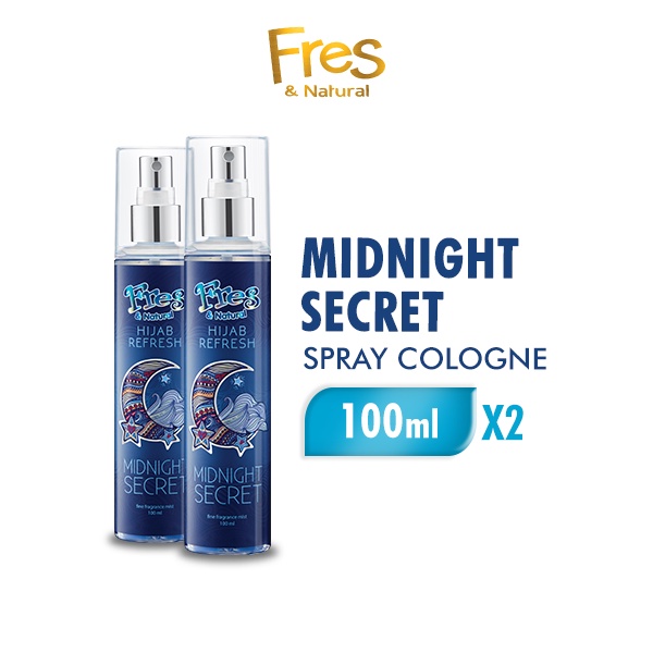 Fres & Natural Spray Cologne Hijab Refresh Midnight Secret Botol 100 ml x2