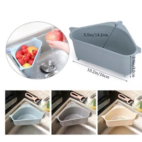 Dreamyhouse Rak Saring Segitiga Penyimpanan Sudut Kitchen Sink Wastafel - Gambar 2