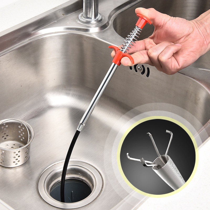 60/160cm Spring Pipe Dredging Tools Drain Snake/Cleaner Sticks Clog ...