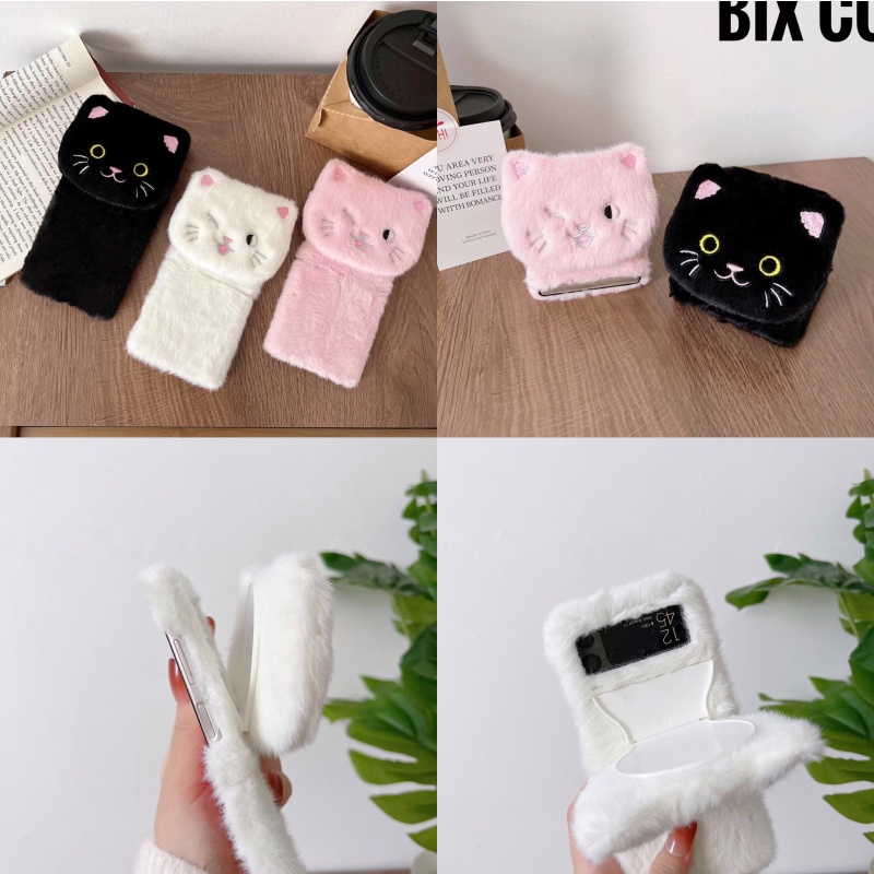 Samsung Galaxy Z Flip 3 Flip 4 Case Plush Dog Fold Protector Shockproof Hard Cover Compatible with Samsung Z Flip