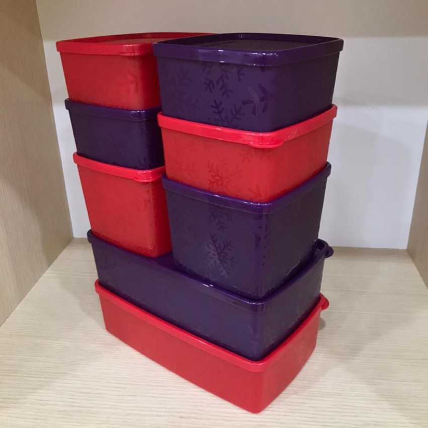Tupperware Snowflake Square Round Set With Box ( 8pcs ) | Shopee Singapore