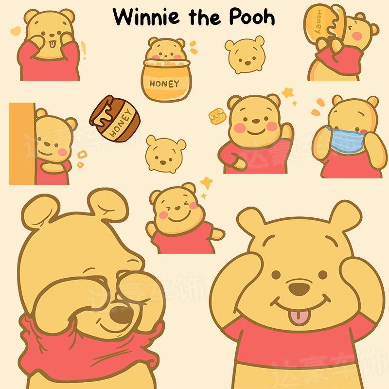 Cartoon Cute Winnie The Pooh Electric Motorcycle Sticker Scratch ...