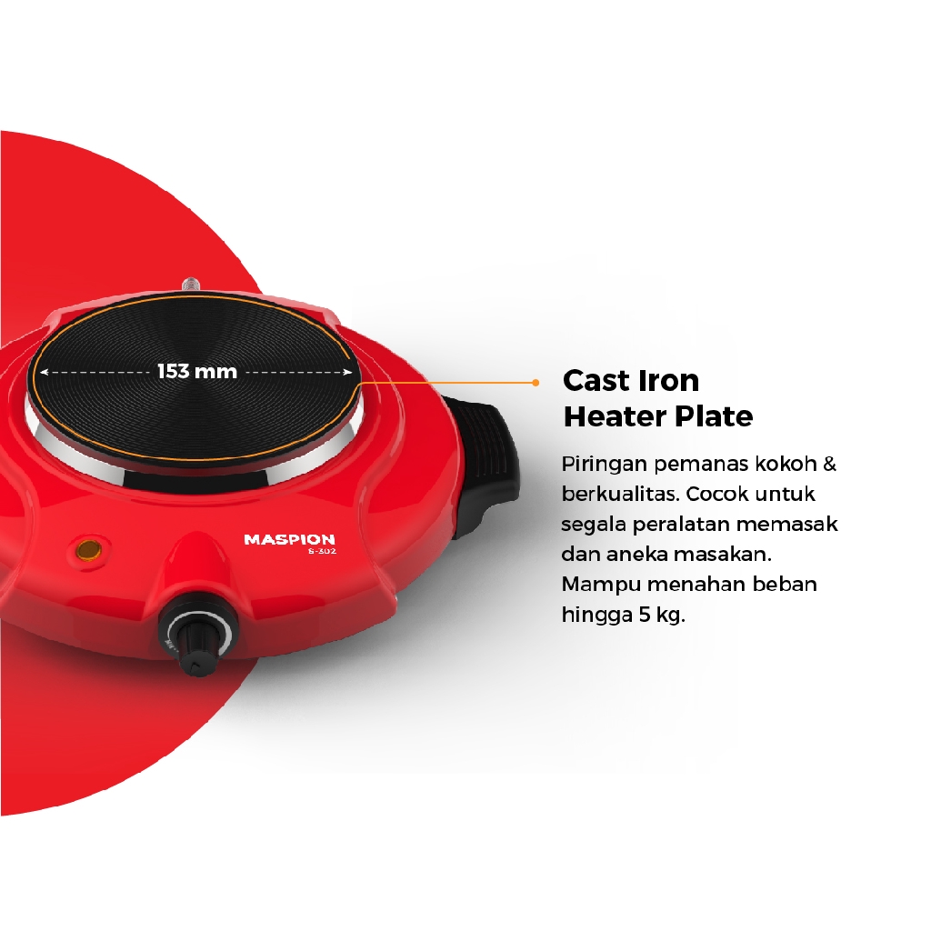 Maspion Electric Stove Kompor Listrik 1 Tungku S-302 - Gambar 2