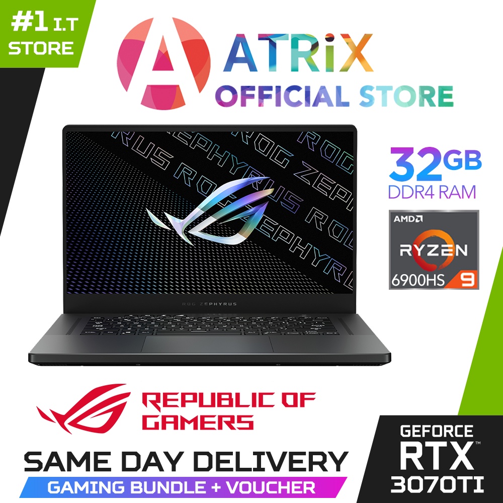 【Same Day Delivery】ROG Zephyrus G15 | GA503RW-LN085W | 15.6" QHD | Ryzen 9 6900HS | RTX 3070 | 32GB/1TB SSD