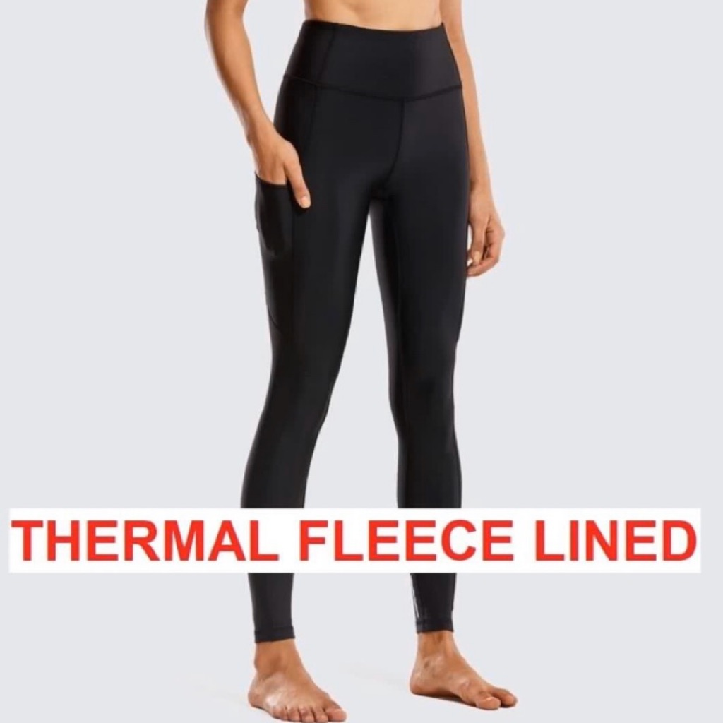 BNWT] CRZ YOGA: Thermal Fleece Lined Leggings / Yoga Pants with Side Pockets  in Black