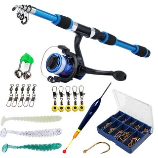1 Set Practical Rust Resistant Folding Fishing Rod Fishing Pole Reel FRP  Built-in Reel Telescopic Sea Rod for Angling