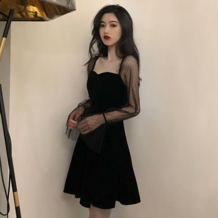 Girl dressed clearance in black