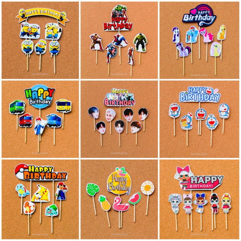 Cake TOPPER CAKE TOPPER CAKE TOPPER HAPPY BIRTHDAY SET PONY TAYO ...