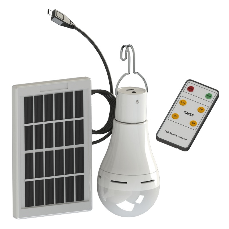 LED Solar Light Solar Bulb with Remote Control Lamp Indoor Waterproof ...