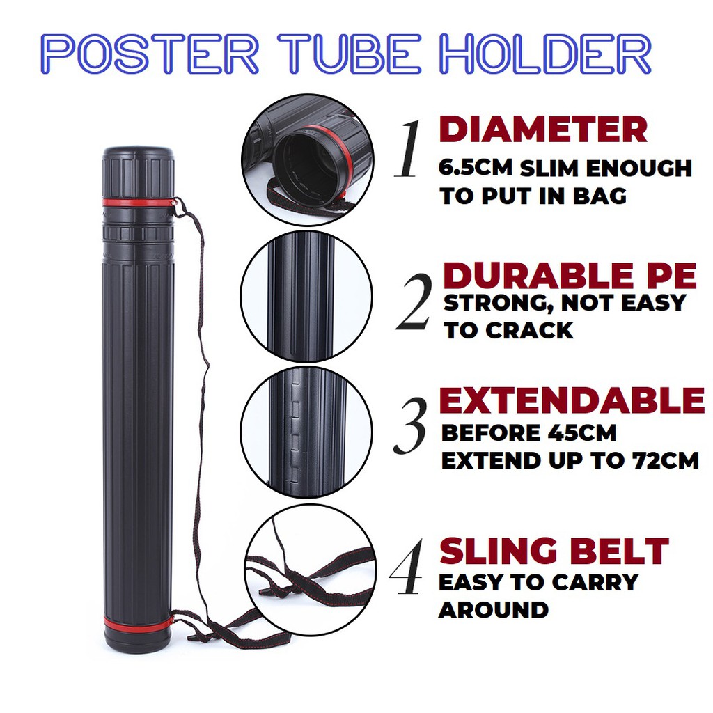 [SG] Extendable Poster Tube Holder [45cm to 75cm] [64cm To 108cm