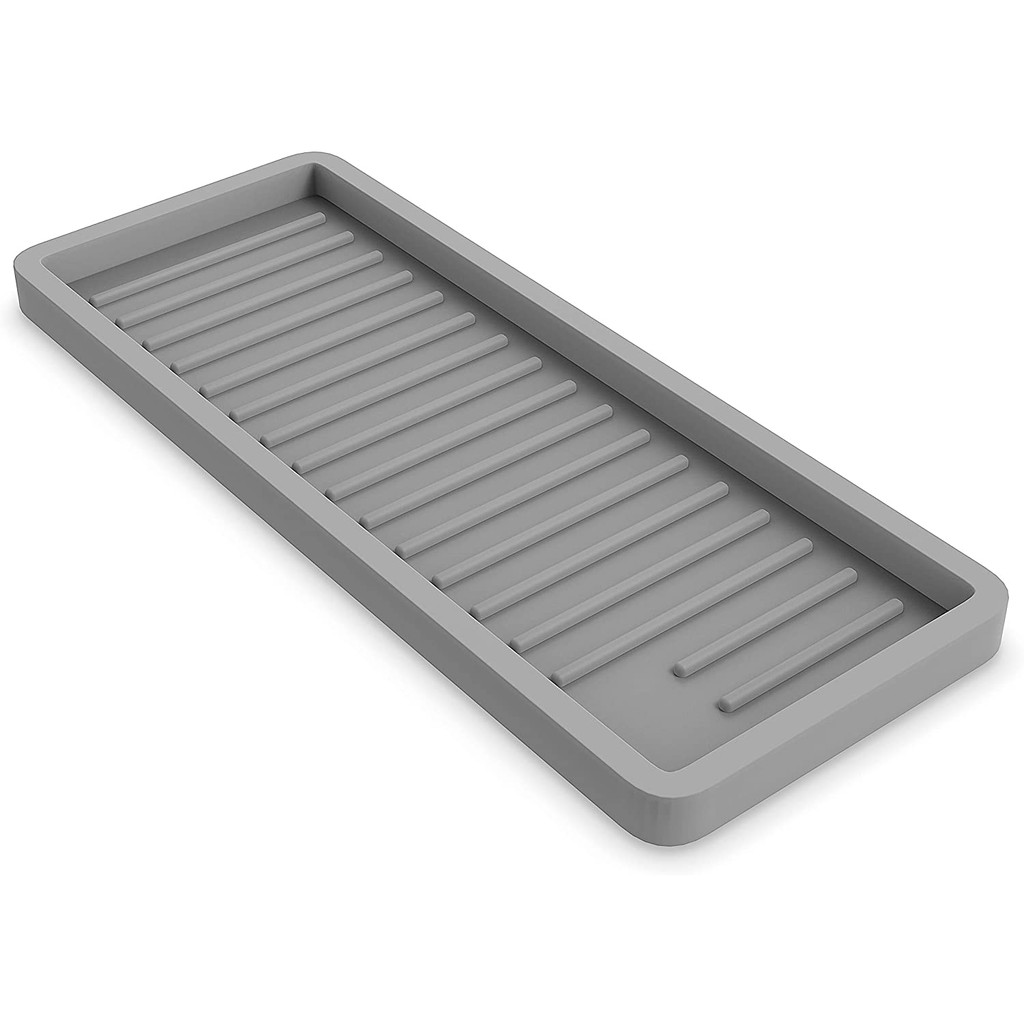Long Kitchen Sink Organizer, Multipurpose Silicone Sink Tray Drying Mat