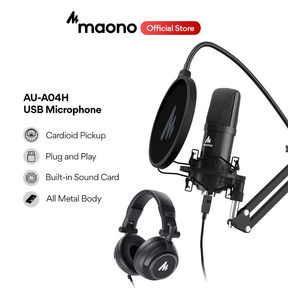 USB Microphone Kit 192KHZ/24BIT Plug & Play MAONO AU-A04 USB Computer  Cardioid Mic Podcast Condenser Microphone with Professional Sound Chipset  for PC Karaoke, , Gaming Recording 