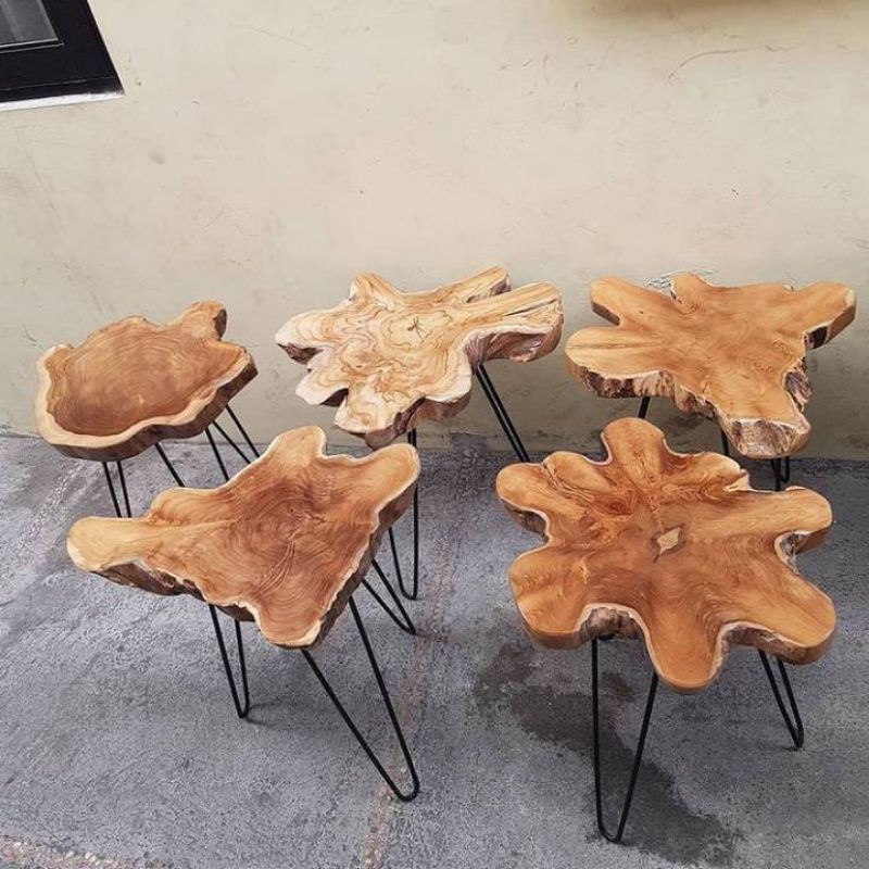 Teak Root Table / Teak Root Table Iron Legs / Dia Patio Table 40cm ...