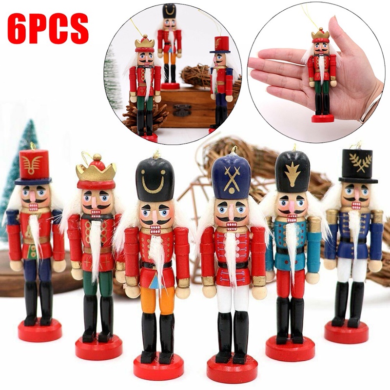 New 6pcs/set Vintage Nutcracker Doll Soldier Wooden Christmas Ornaments ...