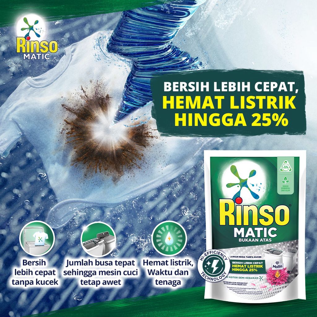 Rinso Detergent Cair Konsentrat Deterjen Matic Mesin Cuci Bukaan Atas 700 mL - Gambar 4