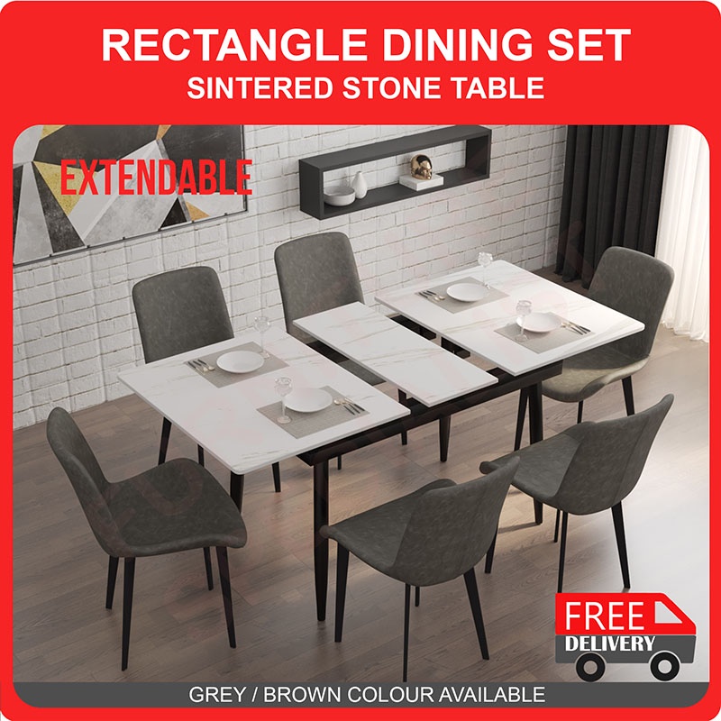 Furniture Specialist Sonny Extendable Dining SetSintered Stone Dining