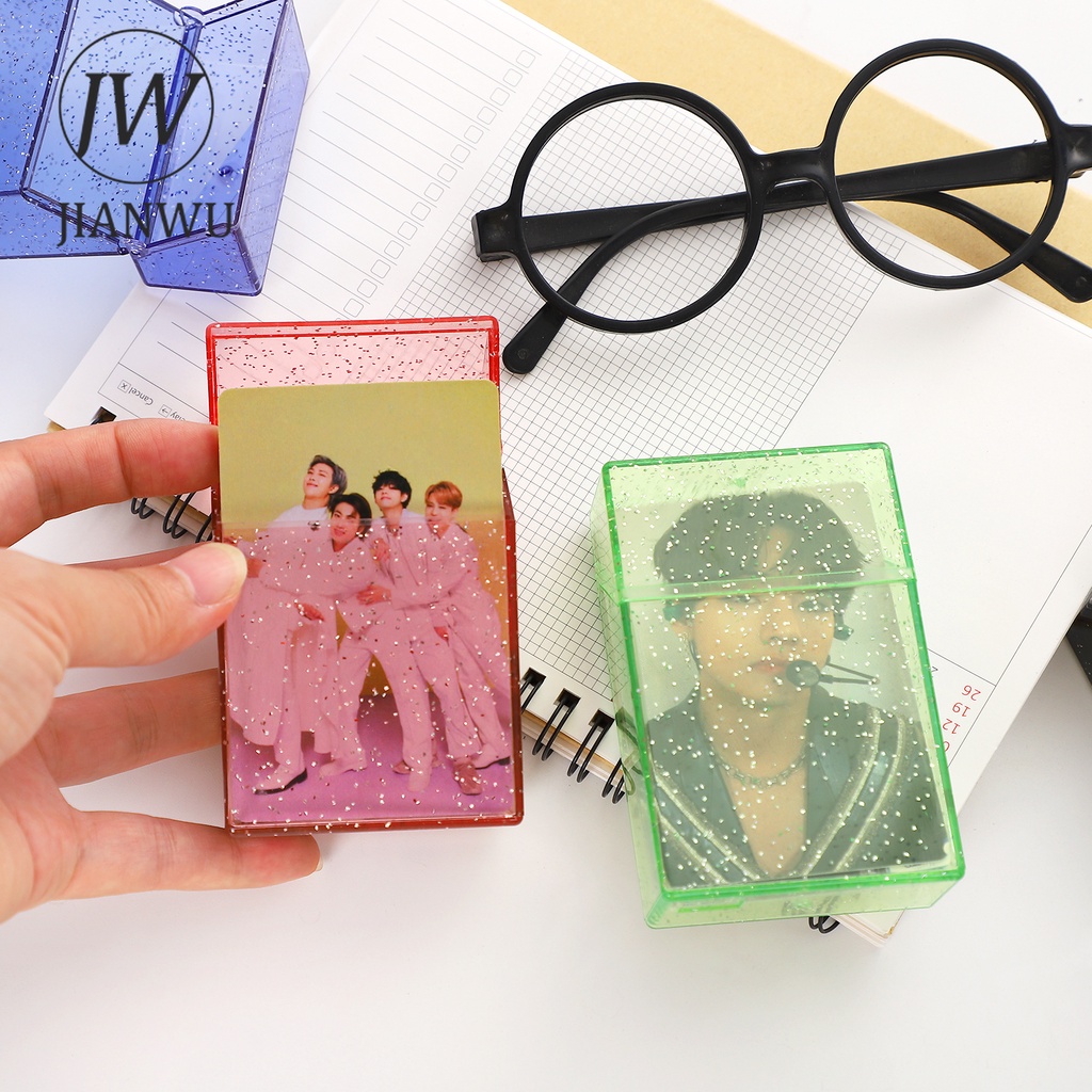 JIANWU Creative Multicolored Silver Powder Card Note Storage Box ...