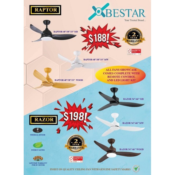 BESTAR RAZOR DC SMART CEILING FAN WITH LED LIGHT ( Free Smart Function ...