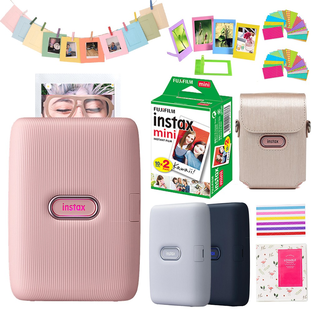 Fujifilm Instax Mini Link Printer + 20 Sheets Instant Film + Case + 64  Pockets Album + 10 Kits