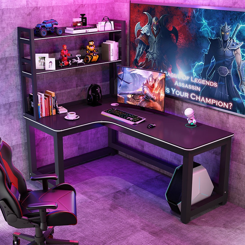 Corner Computer Table With Bookshelf Gaming Table E-sports Table Study 