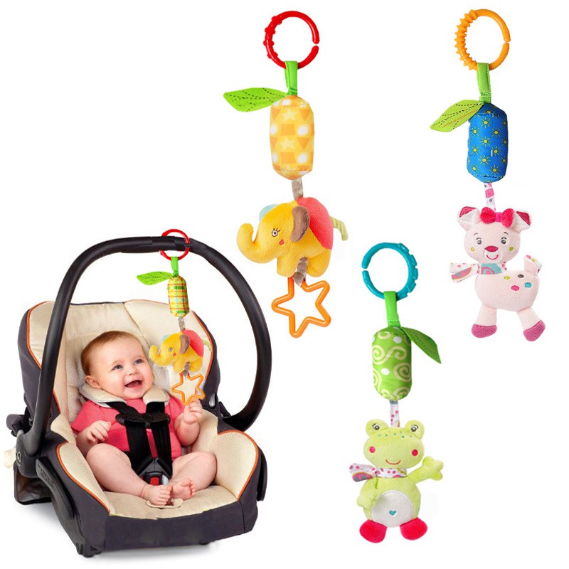 Newborn Baby Plush Stroller Toys Baby Rattles Mobiles Cartoon Animal ...