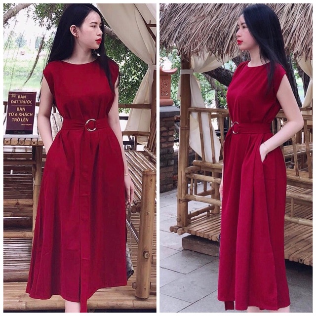 Red long hot sale summer dress