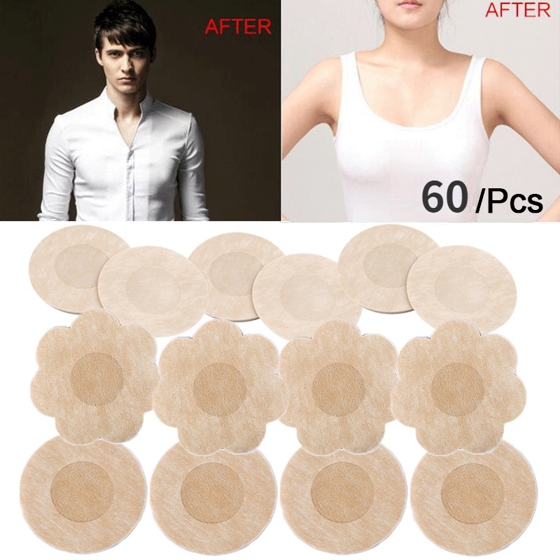 60 PCS Disposable Invisible Chest Sticker Non-woven Bra Breast Patch ...