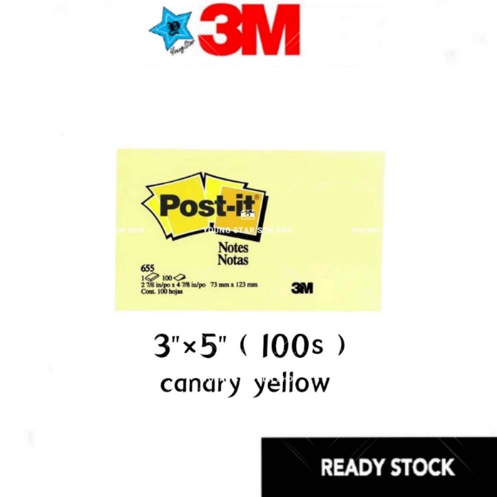 3M Post-it Notes Canary Yellow 655 3