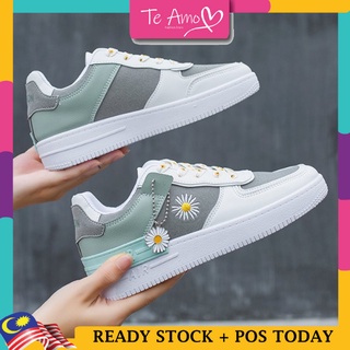 Daisy Design Pastel Colours Thick Chunky Heels Kasut Sukan White